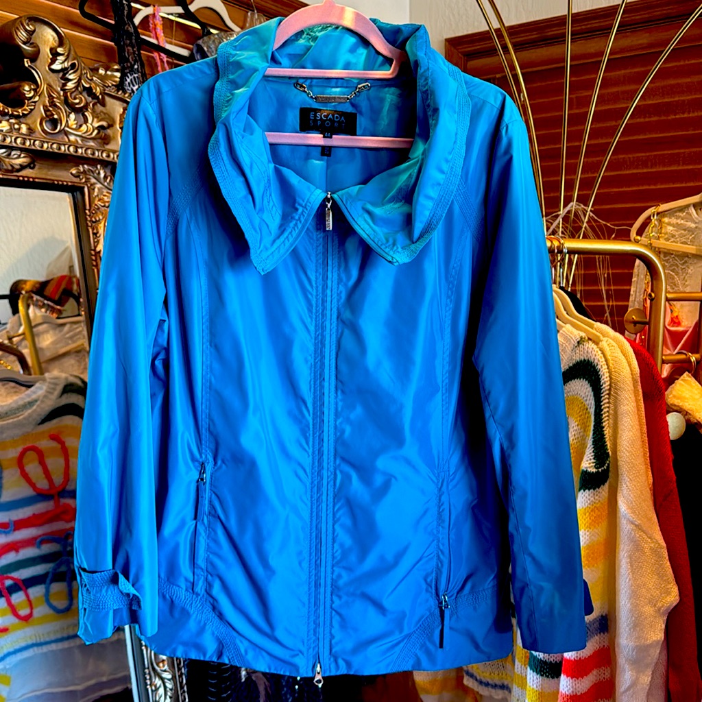 Authentic Escada Sport Zip Up Jacket W/Large Collar Zip Pockets, Inside Pocket